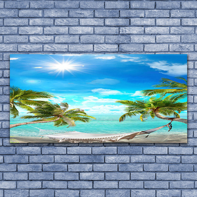 Obraz plexi Tropické palmy hamaka pláž