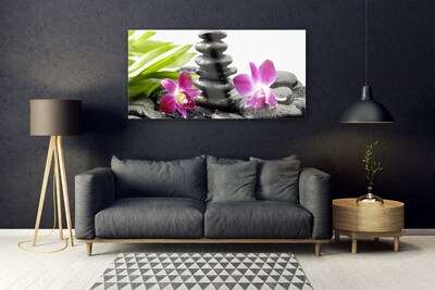 Obraz plexi Kamene zen kúpele orchidea