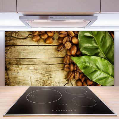 Nástenný panel  Zrnká káva listy kuchyňa