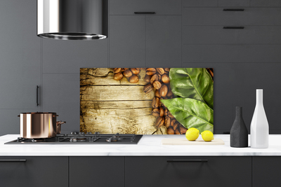 Nástenný panel  Zrnká káva listy kuchyňa