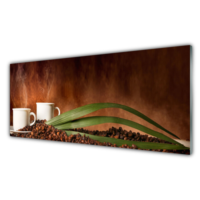 Nástenný panel  Šálky káva zrnká kuchyňa