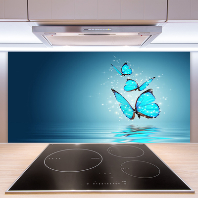 Sklenený obklad Do kuchyne Motýle voda umenie