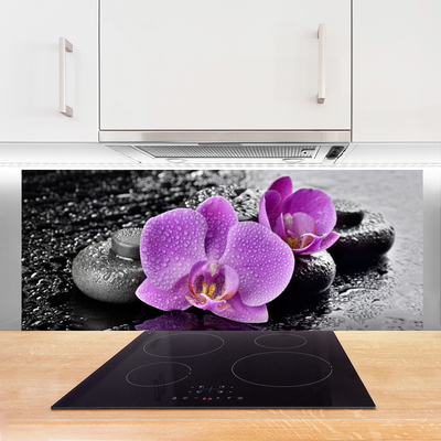 Sklenený obklad Do kuchyne Orchidea kvety kamene zen