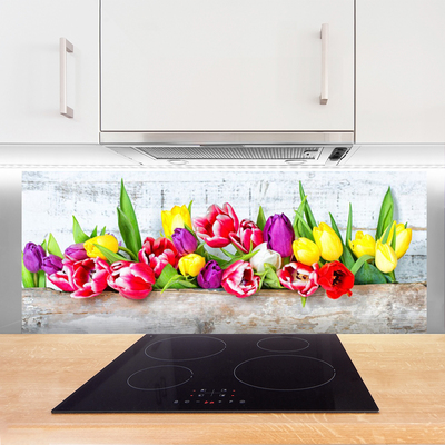 Sklenený obklad Do kuchyne Tulipány kvety príroda