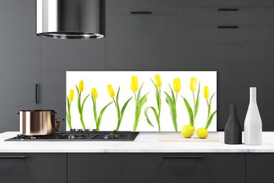 Sklenený obklad Do kuchyne Žlté tulipány kvety