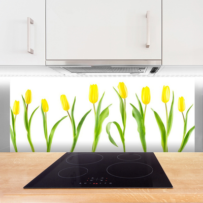 Sklenený obklad Do kuchyne Žlté tulipány kvety
