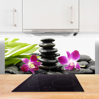 Sklenený obklad Do kuchyne Kamene zen kúpele orchidea