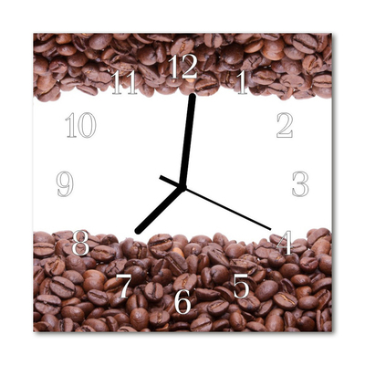 Sklenené hodiny štvorcové Zrnková káva