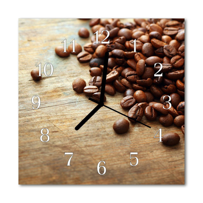Sklenené hodiny štvorcové Zrnková káva