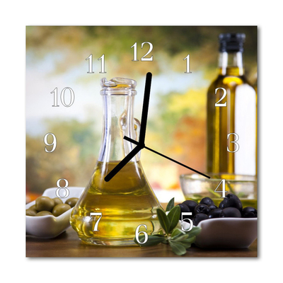 Sklenené hodiny štvorcové Olivový olej