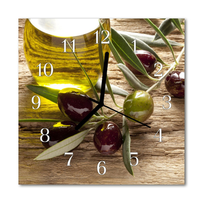 Sklenené hodiny štvorcové Olivový olej