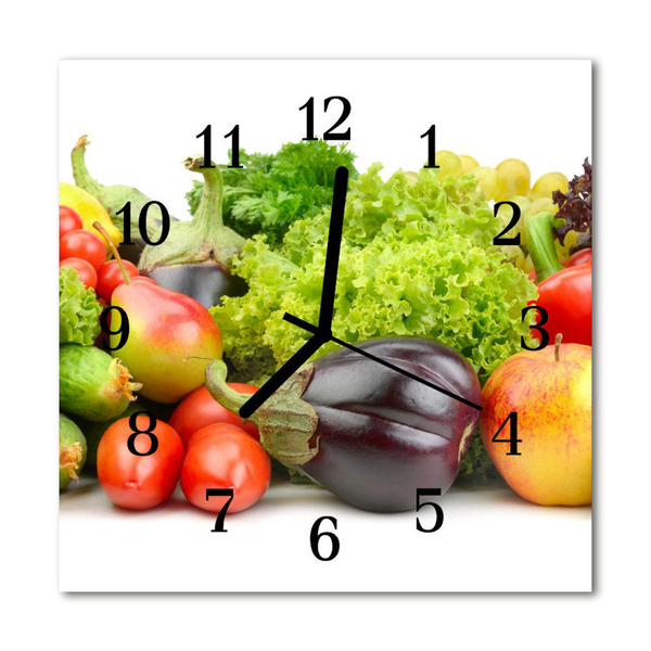 Sklenené hodiny štvorcové Zeleninový
