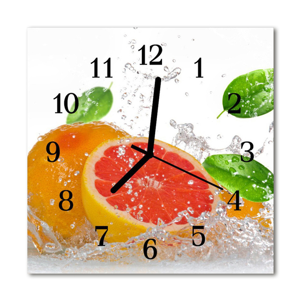 Sklenené hodiny štvorcové Grapefruit
