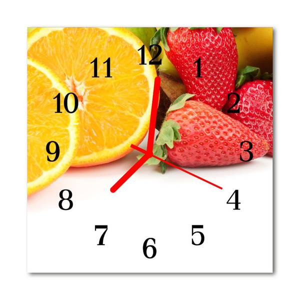 Sklenené hodiny štvorcové Ovocie