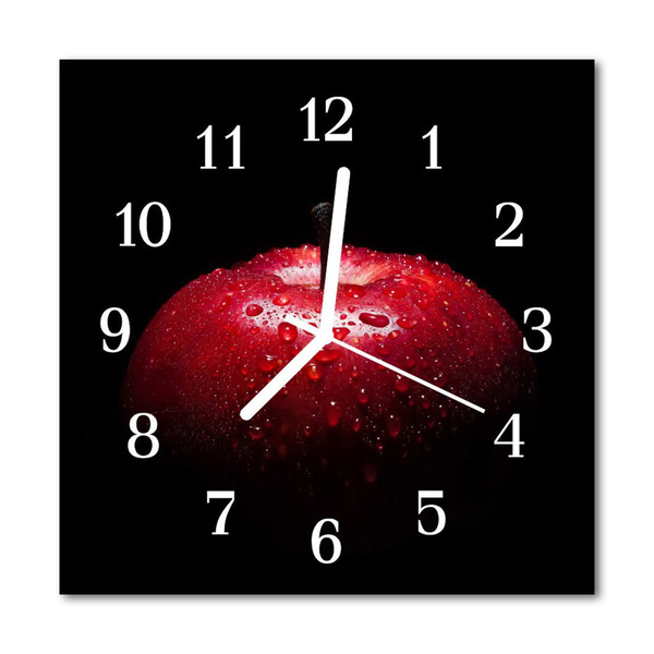 Sklenené hodiny štvorcové Jablko