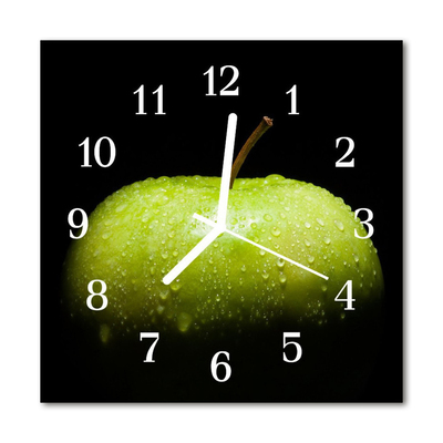 Sklenené hodiny štvorcové Jablko
