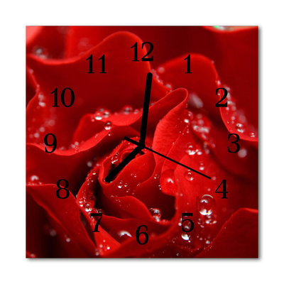 Sklenené hodiny štvorcové Ruže