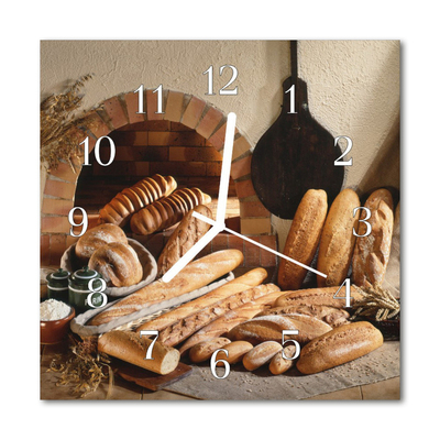 Sklenené hodiny štvorcové Chlieb
