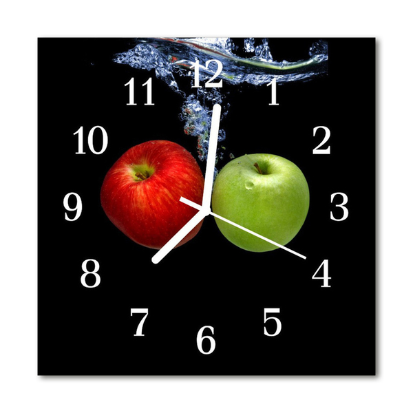 Sklenené hodiny štvorcové Jablká