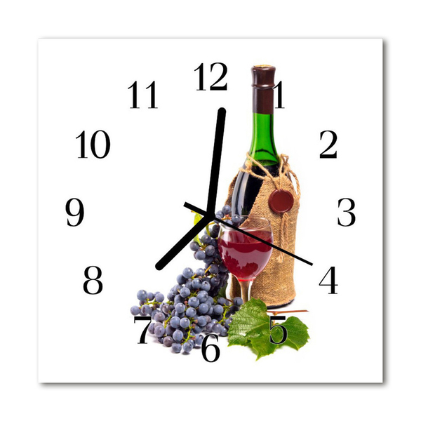 Sklenené hodiny štvorcové Hrozno pre víno