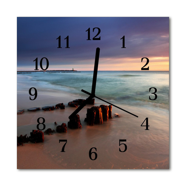 Sklenené hodiny štvorcové More na pláži