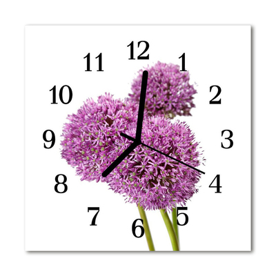 Sklenené hodiny štvorcové Kvetina
