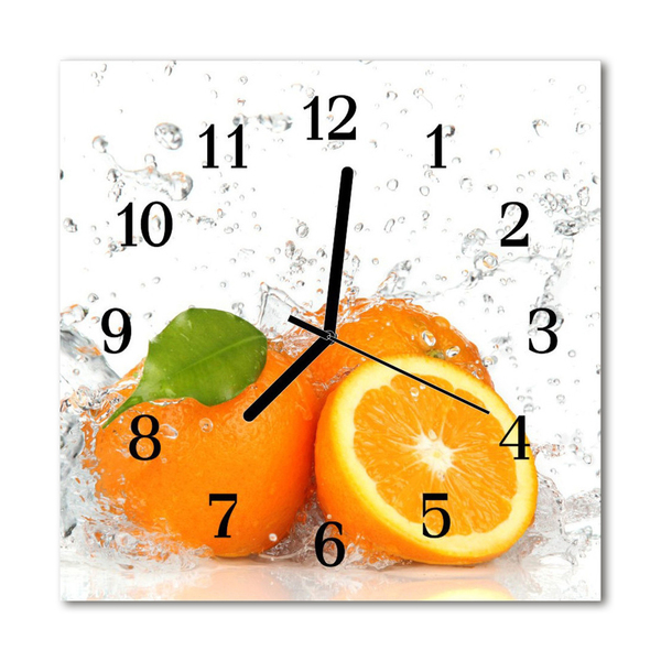 Sklenené hodiny štvorcové Pomaranče
