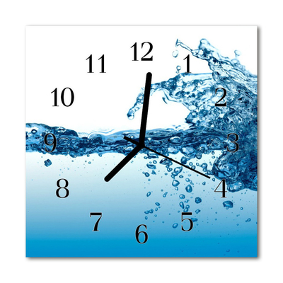 Sklenené hodiny štvorcové Voda