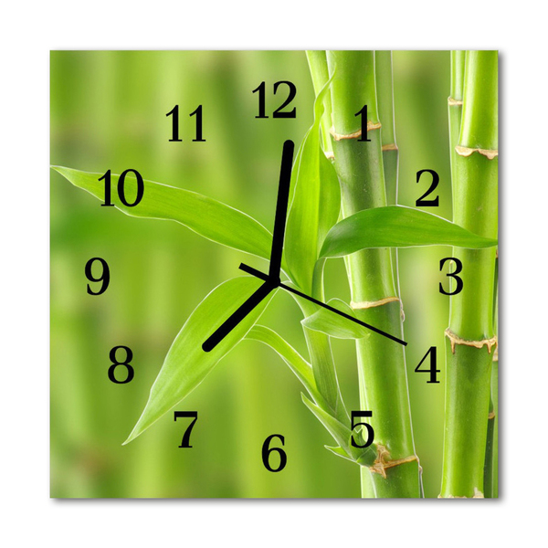 Sklenené hodiny štvorcové Bambusová rastlina