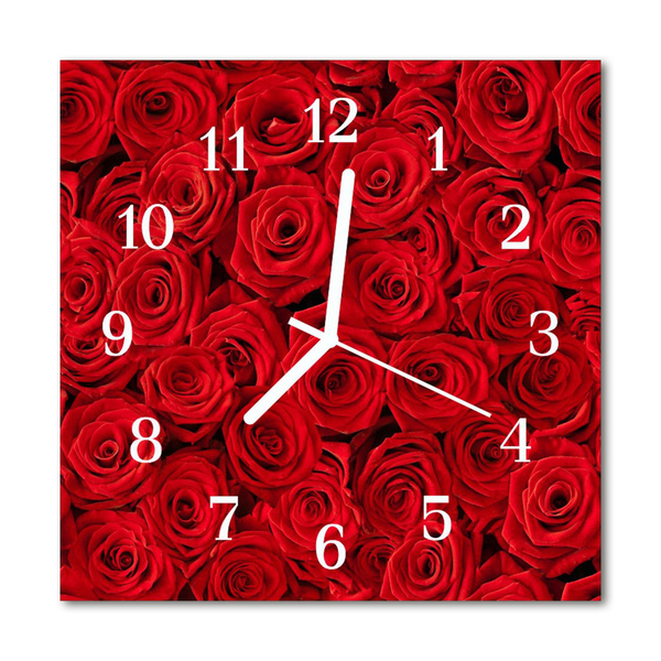 Sklenené hodiny štvorcové Ruže