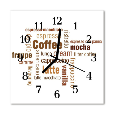 Sklenené hodiny štvorcové Káva