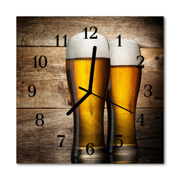 Nástenné sklenené hodiny Pivo