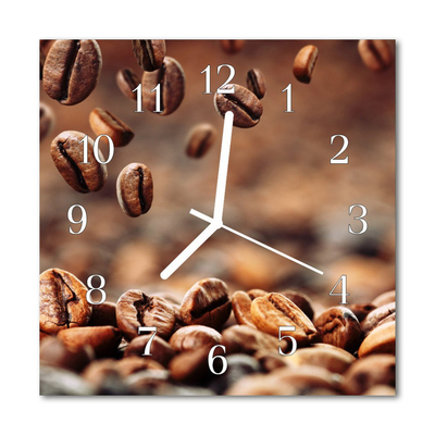 Nástenné sklenené hodiny Zrnková káva