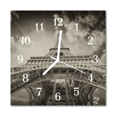 Nástenné sklenené hodiny Eiffelova veža