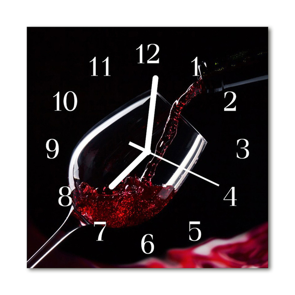 Nástenné sklenené hodiny Víno
