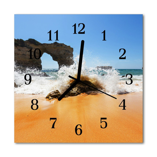Nástenné sklenené hodiny Pláž