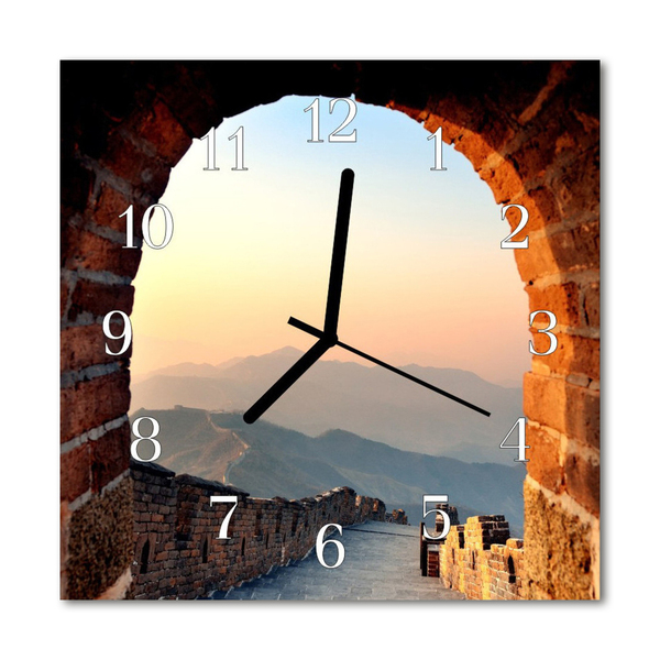 Nástenné sklenené hodiny Veľký čínsky múr