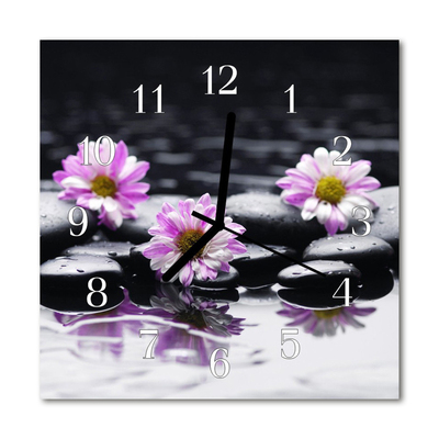 Nástenné sklenené hodiny Kvety