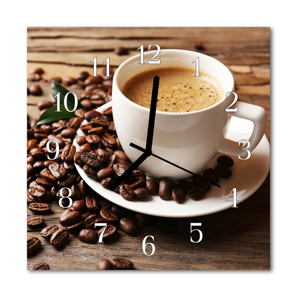 Nástenné sklenené hodiny Káva