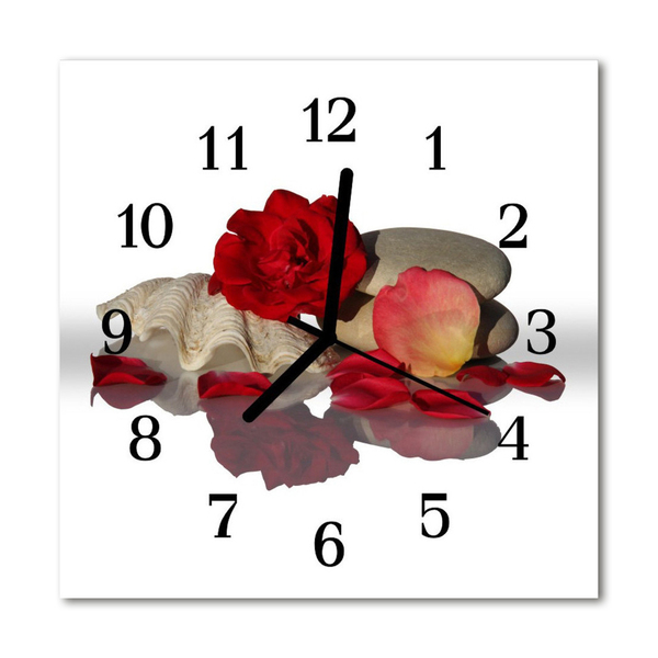 Nástenné sklenené hodiny Ružová mušle