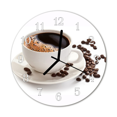 Sklenené hodiny okrúhle Kávový hrnček