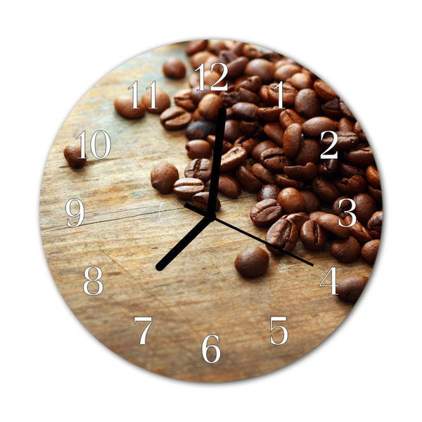 Sklenené hodiny okrúhle Zrnková káva