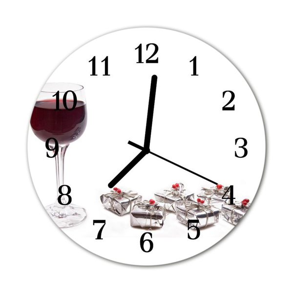 Sklenené hodiny okrúhle Poháre na víno