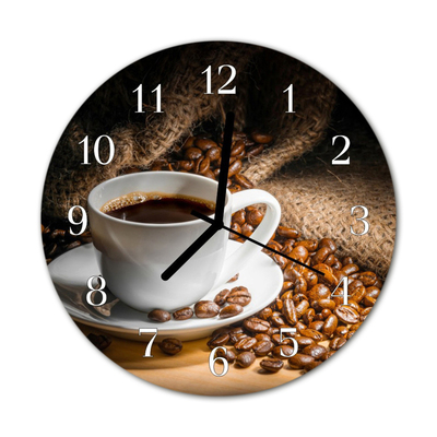 Sklenené hodiny okrúhle Káva