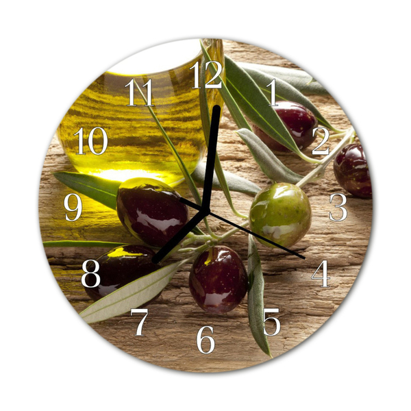 Sklenené hodiny okrúhle Olivový olej