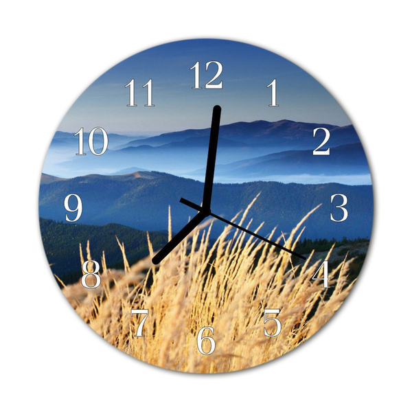 Sklenené hodiny okrúhle Hory trávy