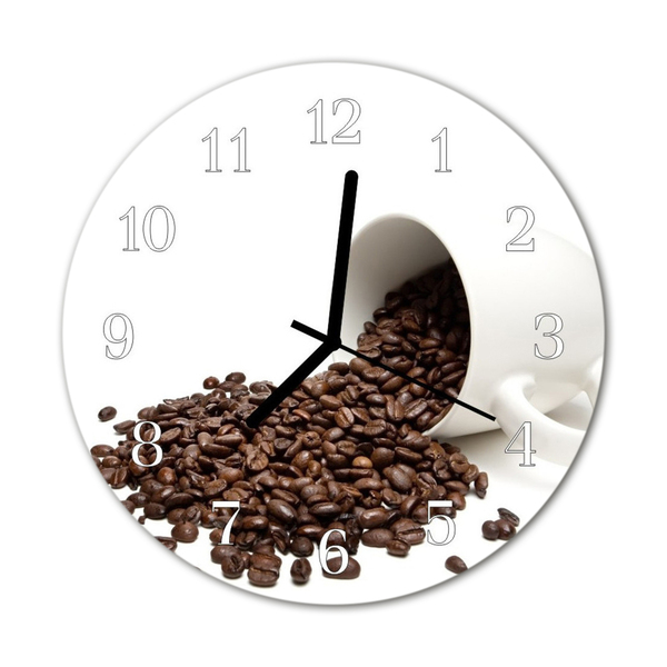 Sklenené hodiny okrúhle Kávový hrnček