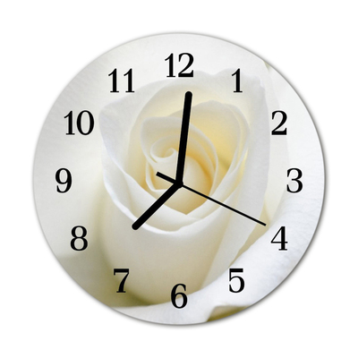 Sklenené hodiny okrúhle Biela ruža