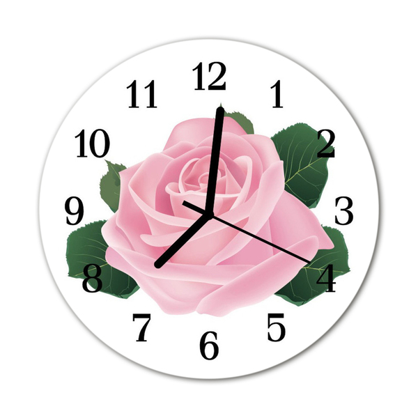 Sklenené hodiny okrúhle Ruže