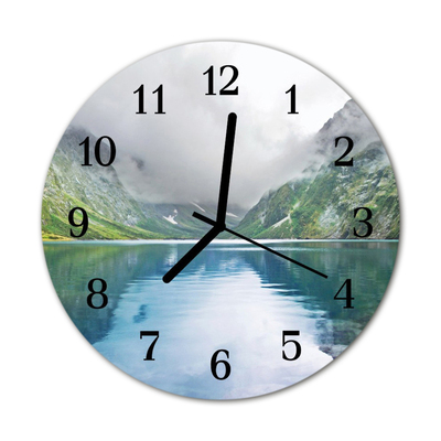 Sklenené hodiny okrúhle Horské jazero
